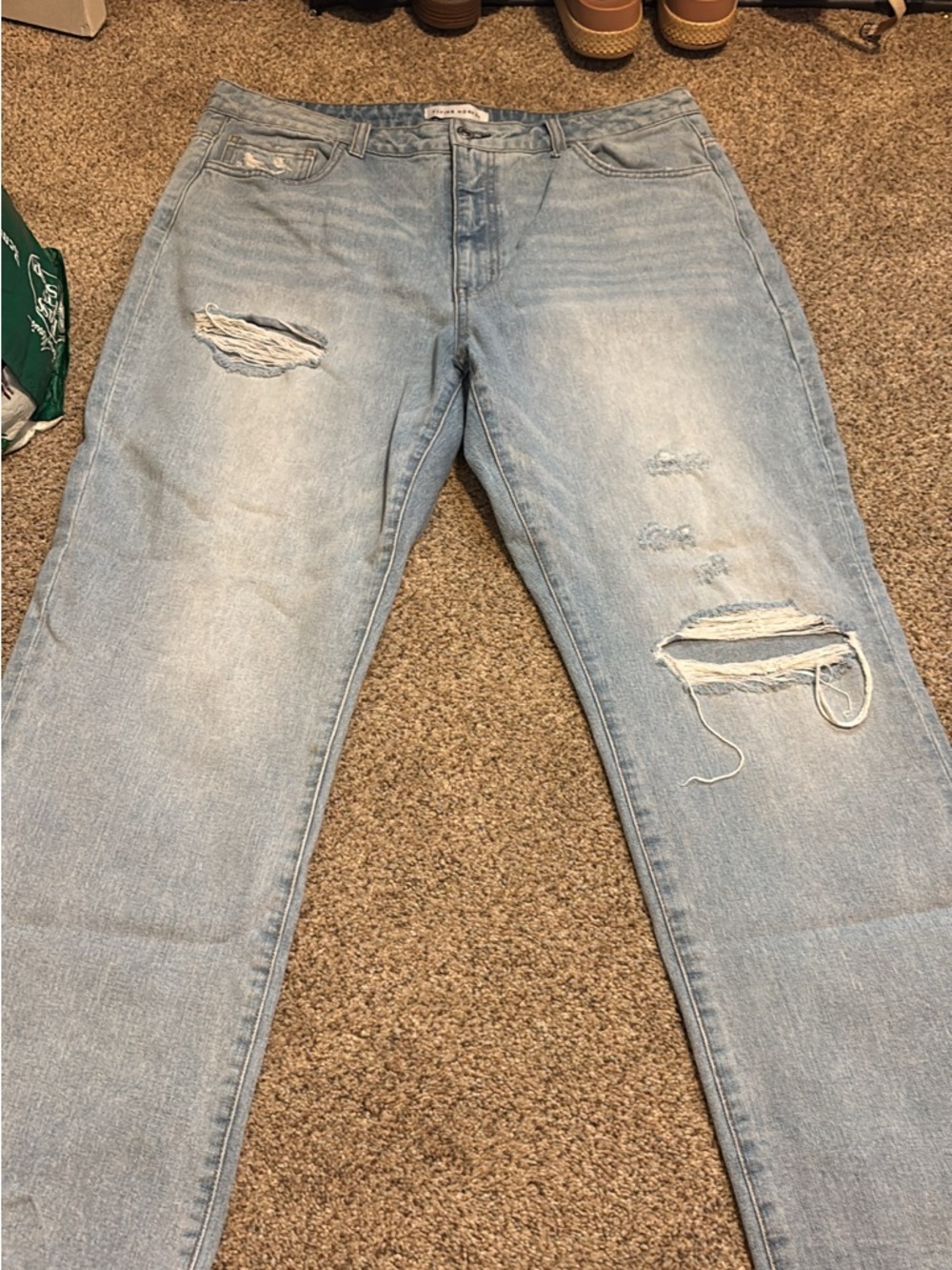 Flying Monkey Light Blue Distressed Boot Cut Jeans